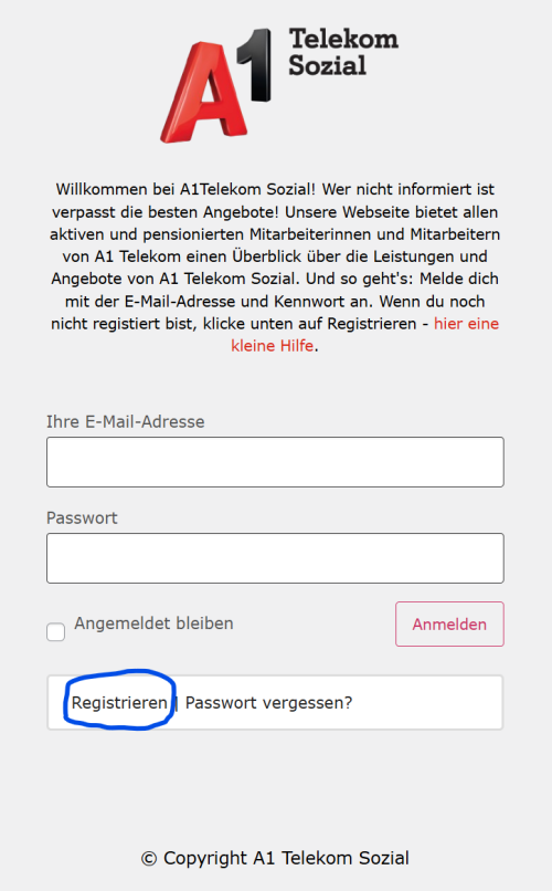 Screenshot wo man den Button Registrieren findet